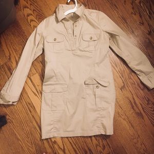Khaki colored shirt dress